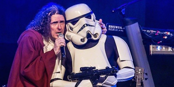 Weird Al Yankovic sings with a storm trooper