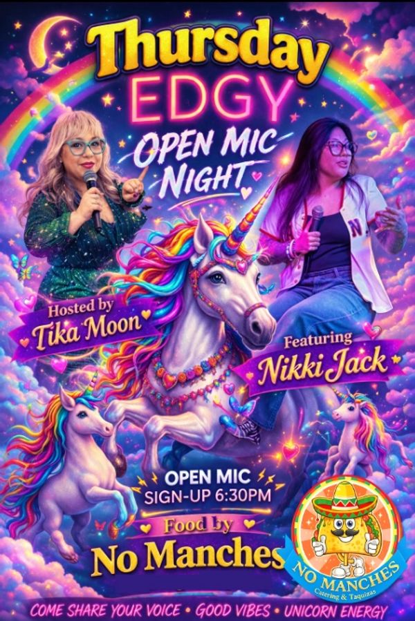 Flyer for Edgy Open Mic at Iron Ox