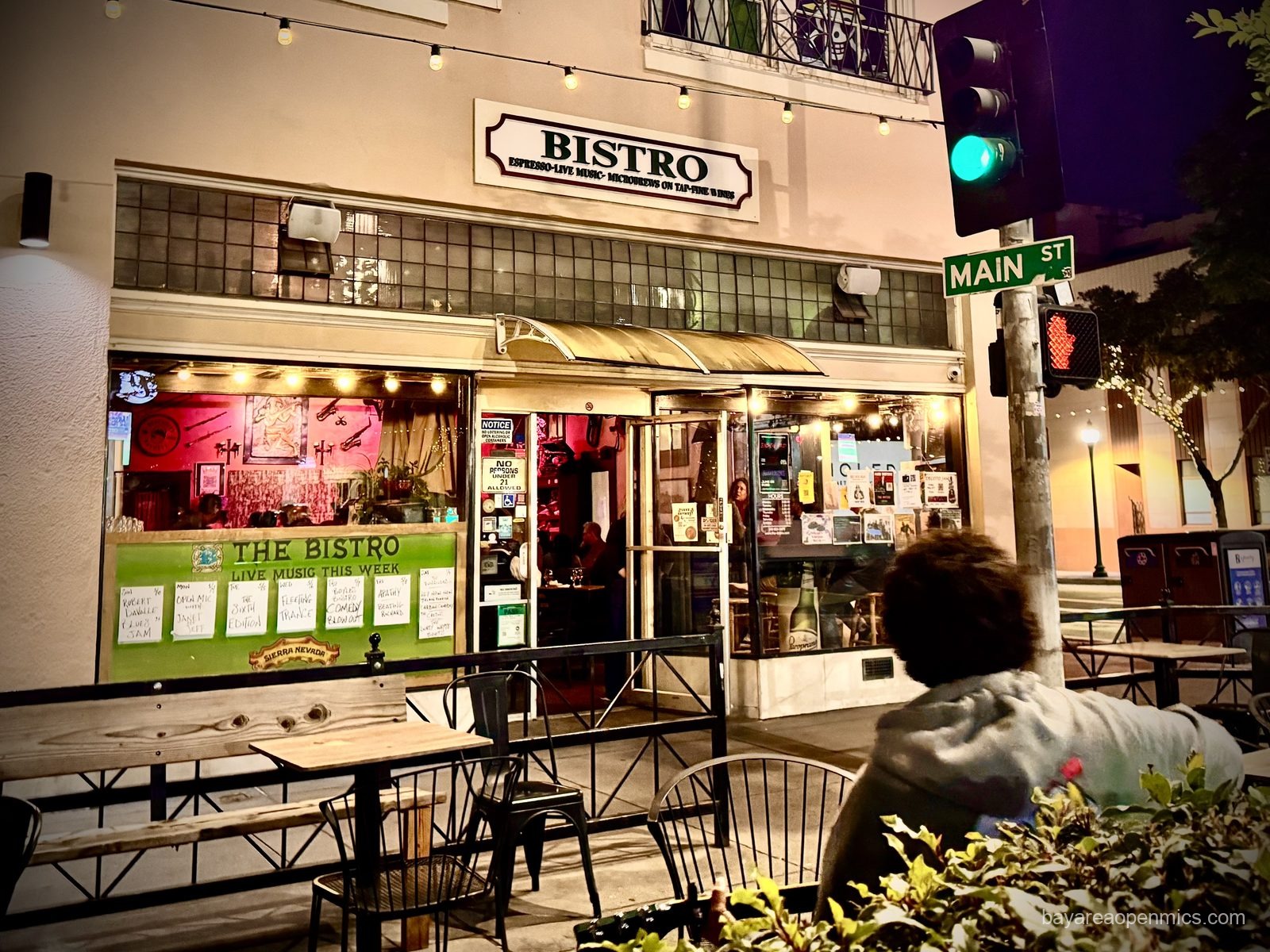 The entrance sign of The Hayward Bistro on B Street, Downtown Hayward