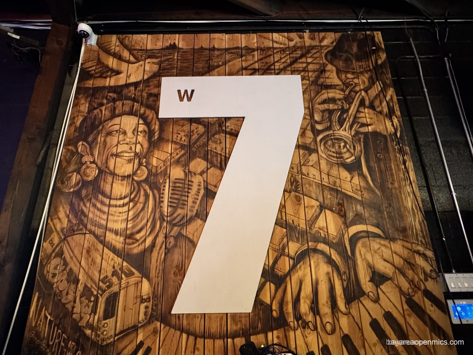 A decorative panel inside 7th West in West Oakland