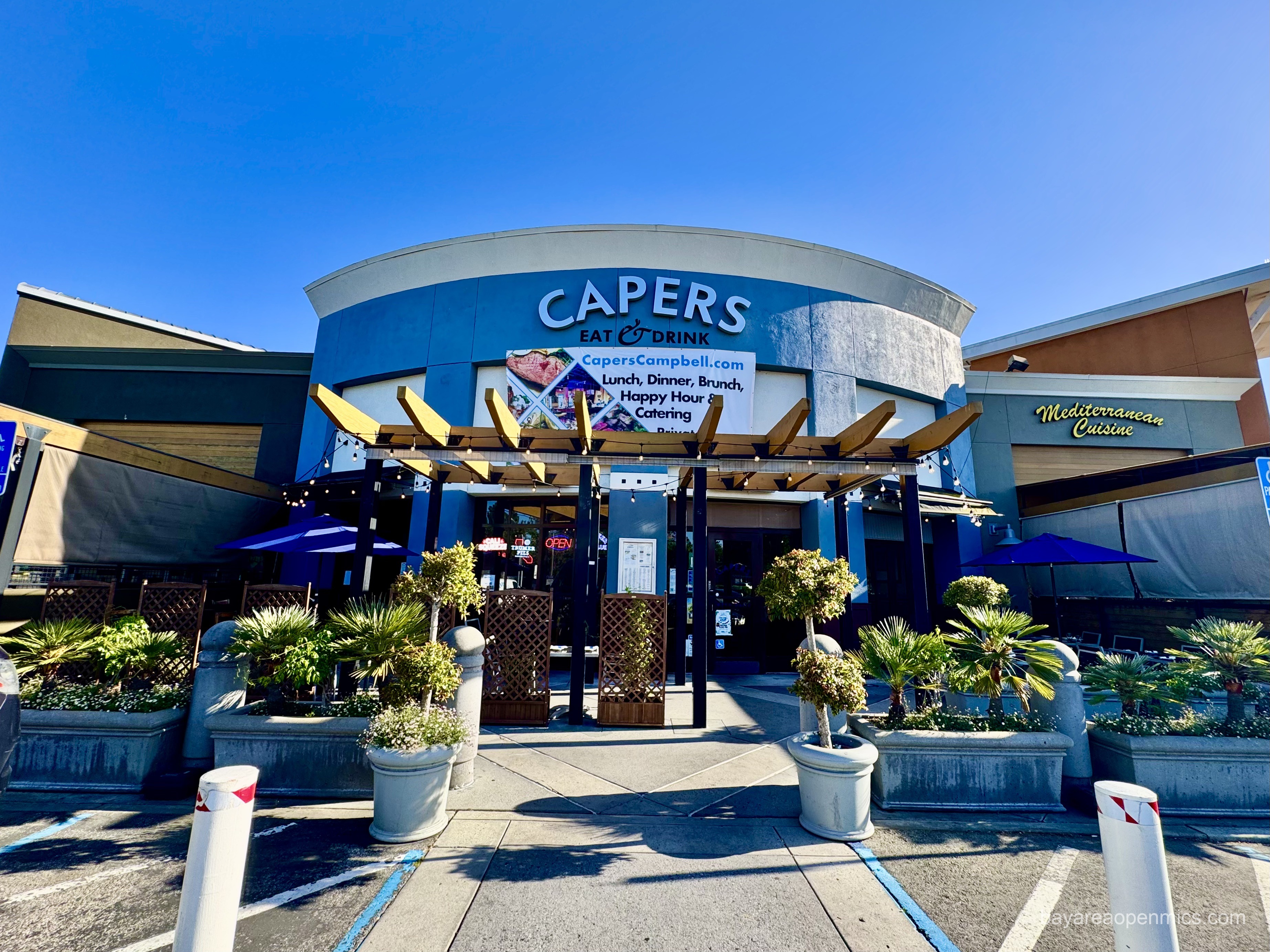 The entrance to Capers, open mic venue in Campbell, California