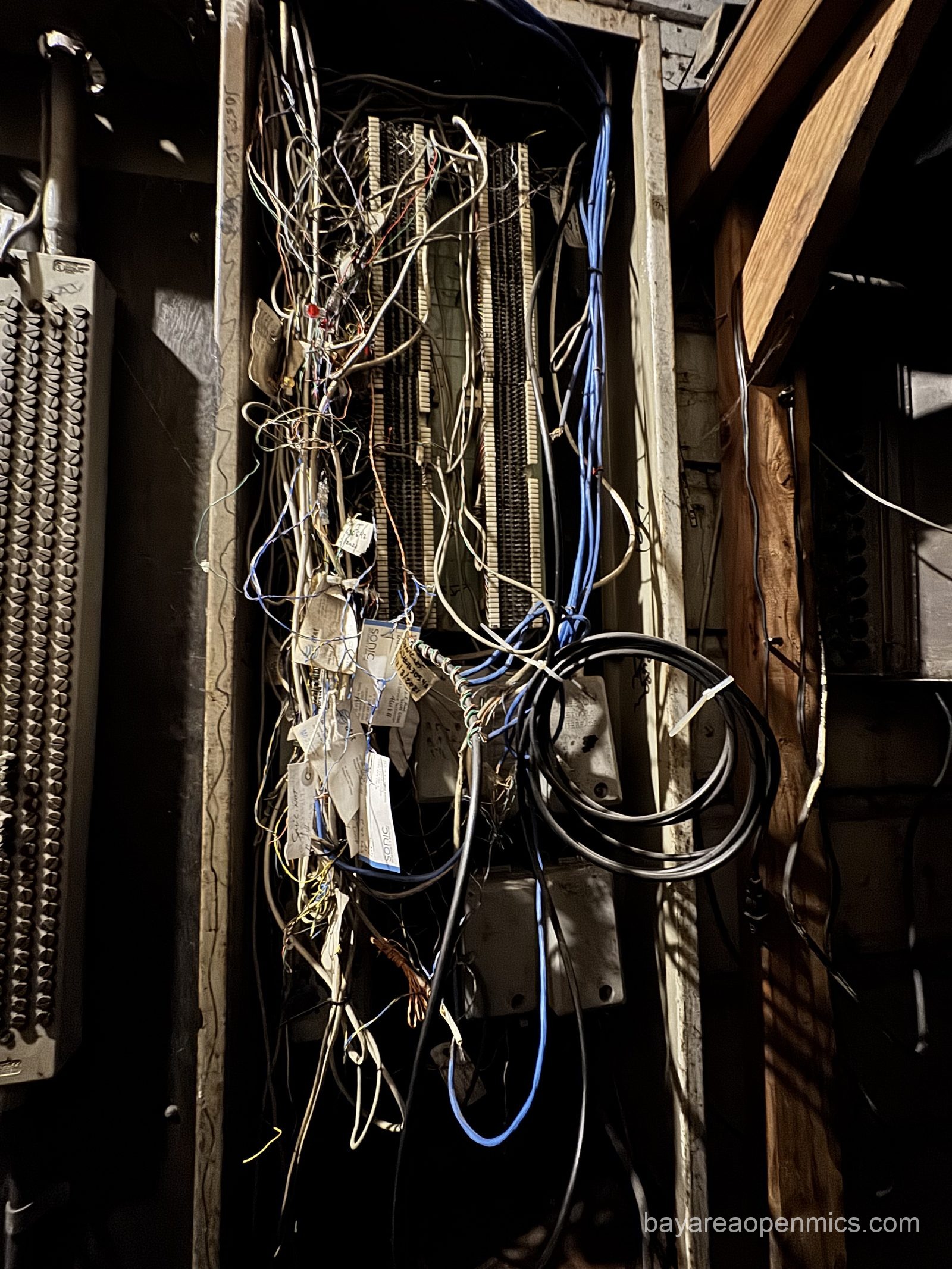 The wiring and backstage chaos at the Hotel Utah in San Francisco