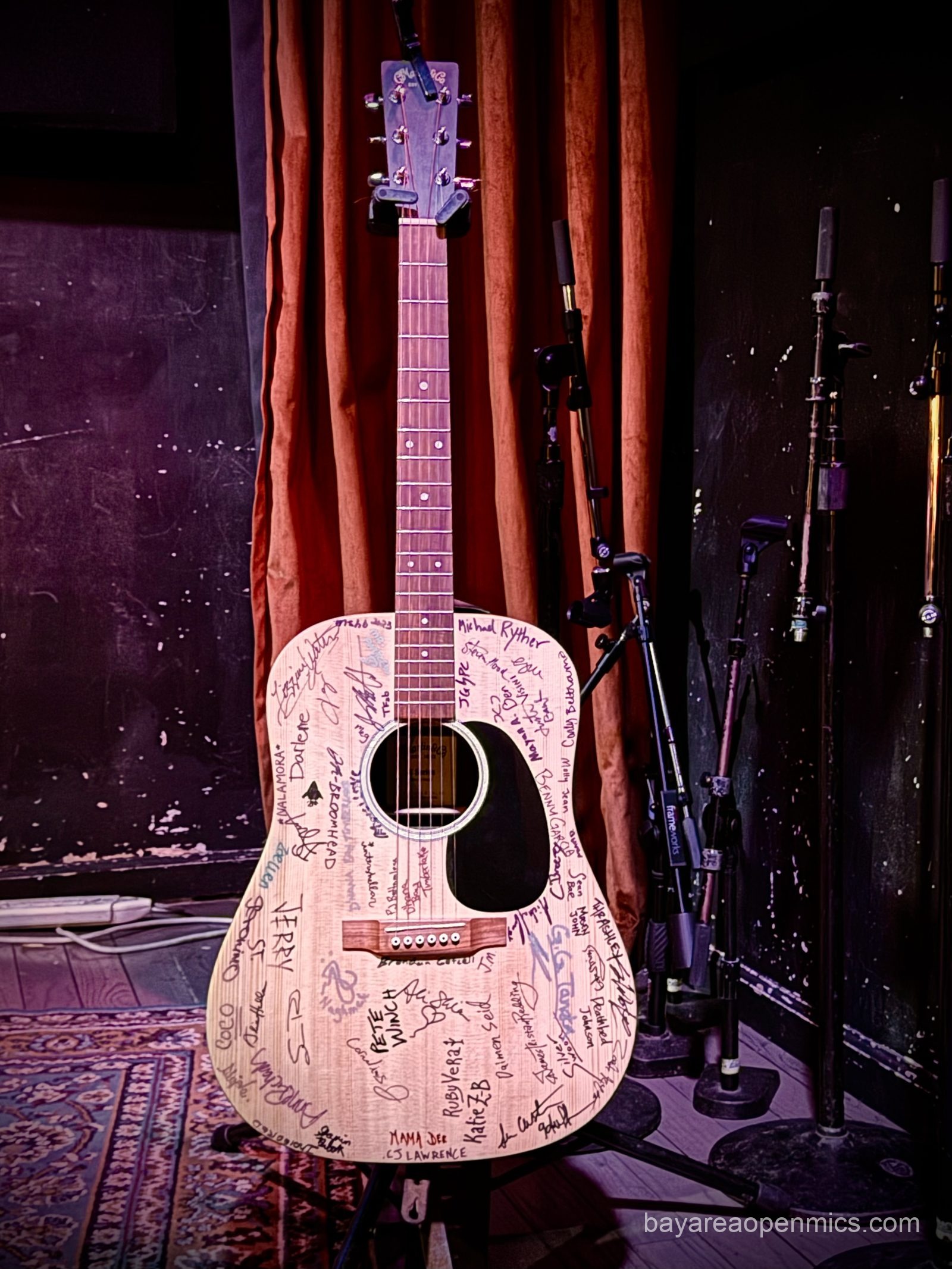 The house guitar at the Hotel Utah open mic