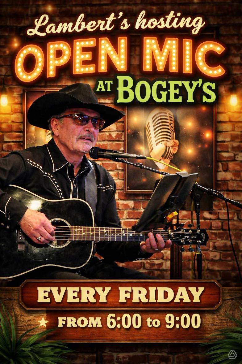 Flyer for City Folks Open Mic at Bogey's