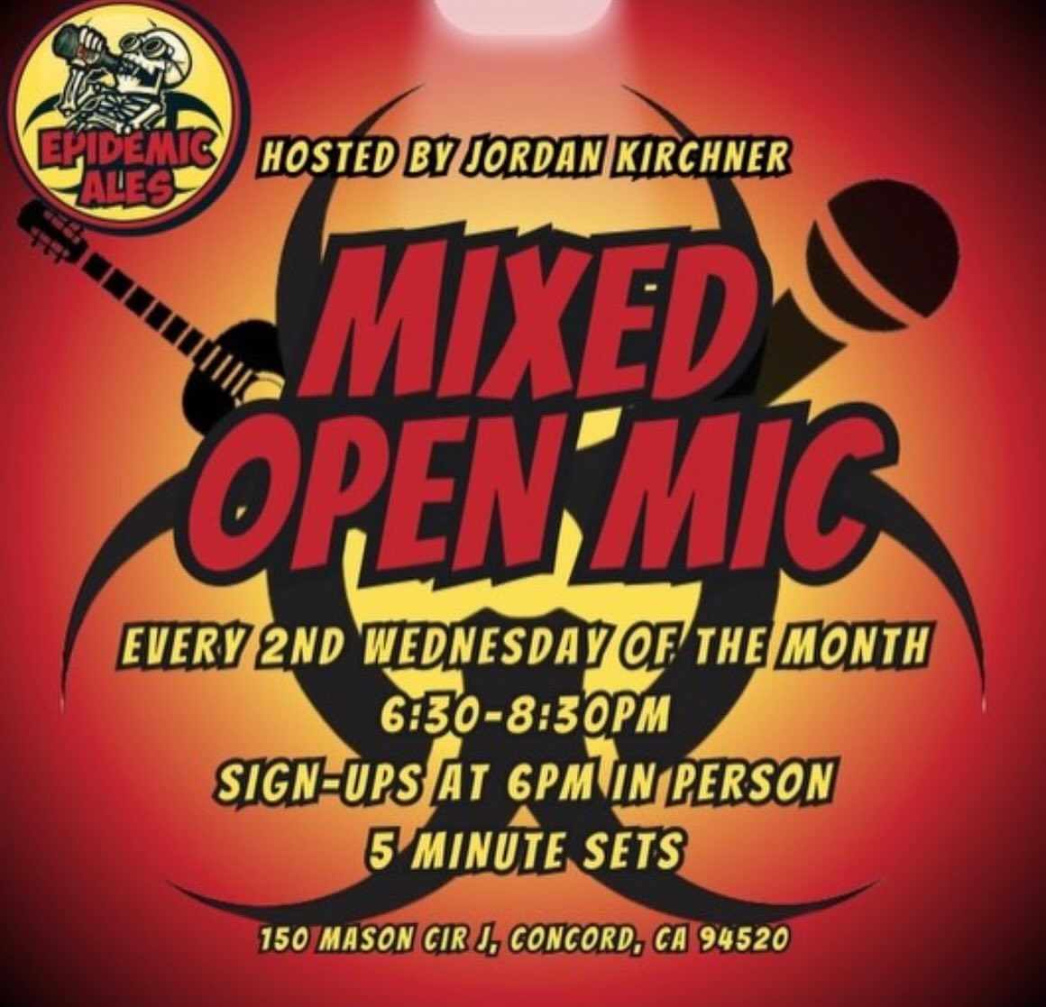 Flyer for Mixed Open Mic at Epidemic