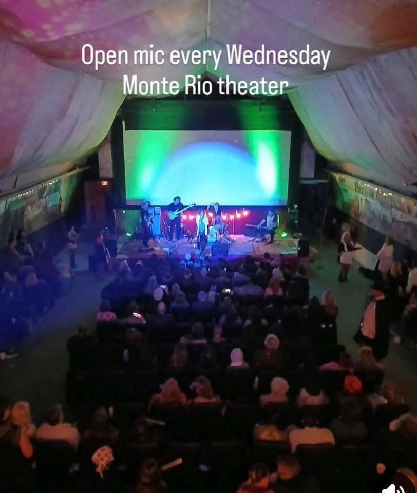 Open Mic & Rio Theatre Review performers at theater in Monte Rio, CA