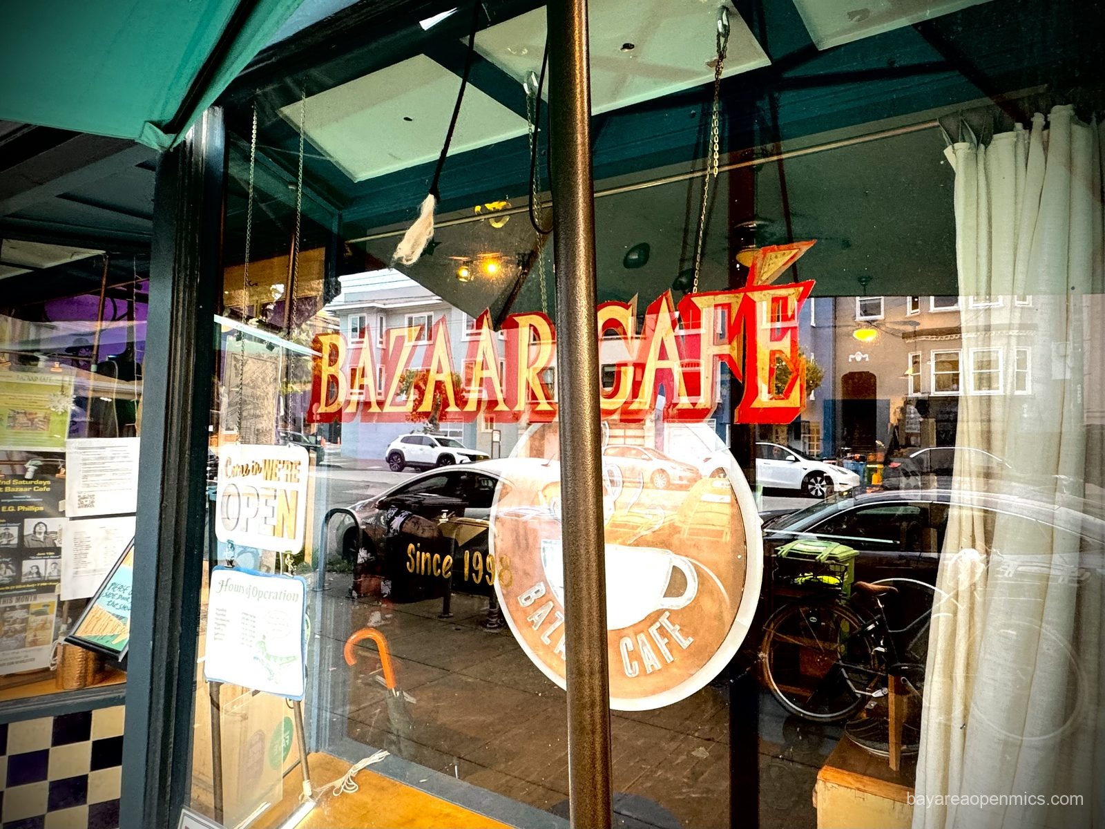 The window at The Bazaar Cafe in San Francisco