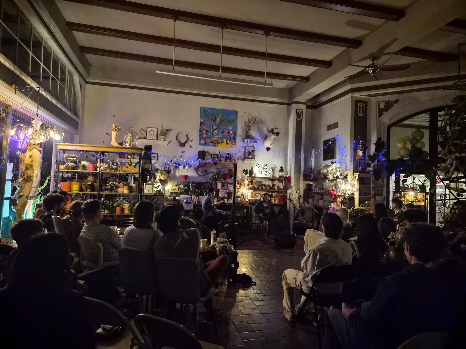 Photo of the performance area at Little Green Plant Bar in Redwood City, CA