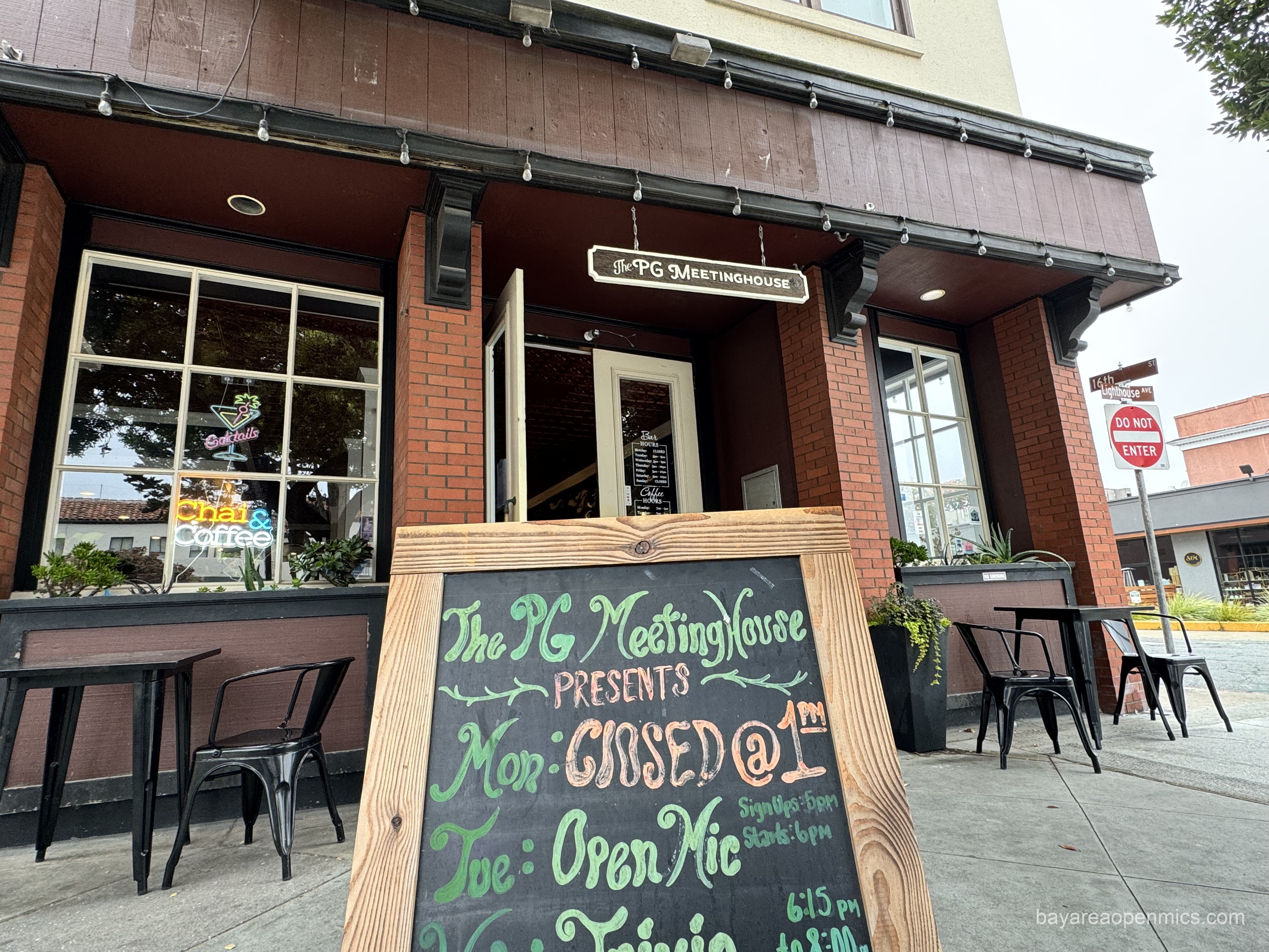 Photo of the outdoor area at coffee shop PG Meetinghouse in Pacific Grove, CA