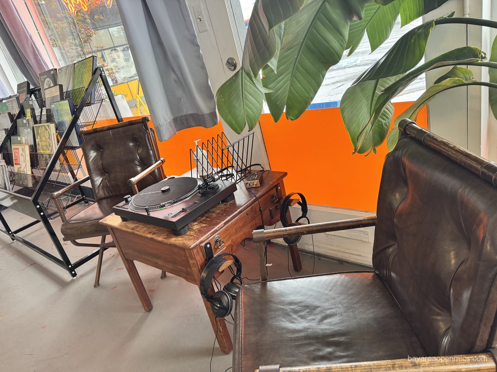 One of the comfy sit-and-listen-to-vinyl areas at Up The Creek Records