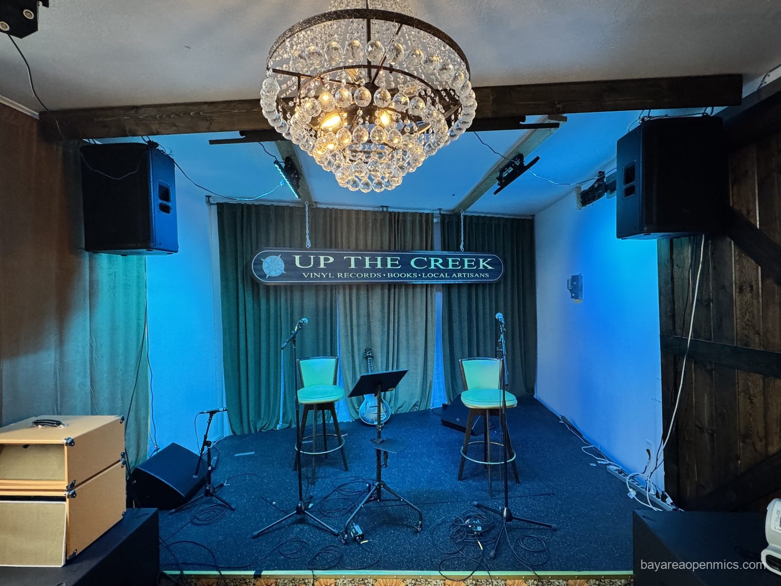 The stage at Up The Creek Records