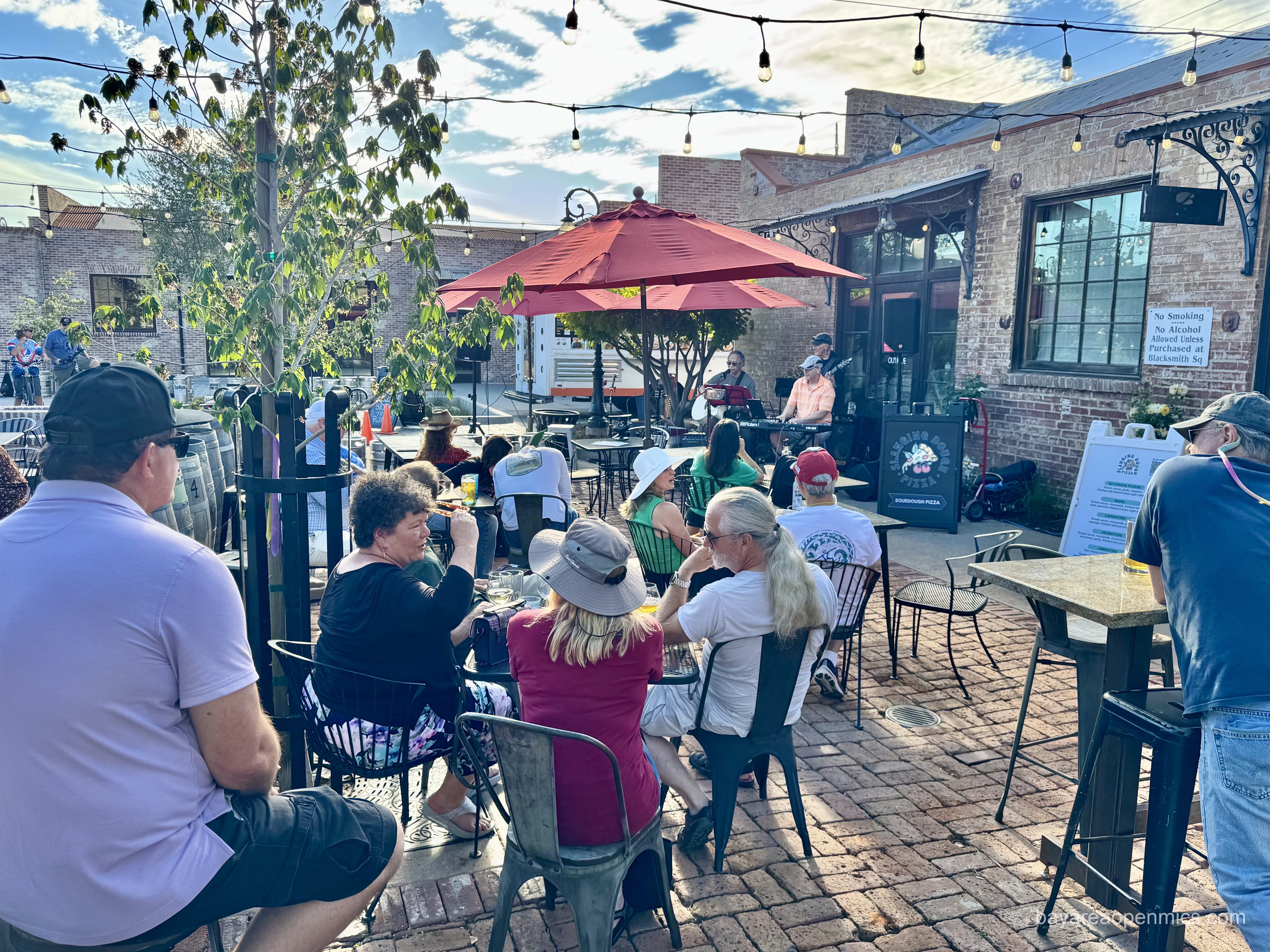 Photo of the outdoor stage at wine bar Swirl in Downtown Livermore, Livermore, CA