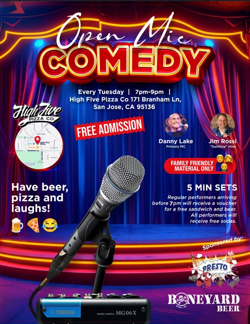 Photo of High Five Pizza Co. Standup Comedy Open Mic at High 5 - casual in San Jose, CA